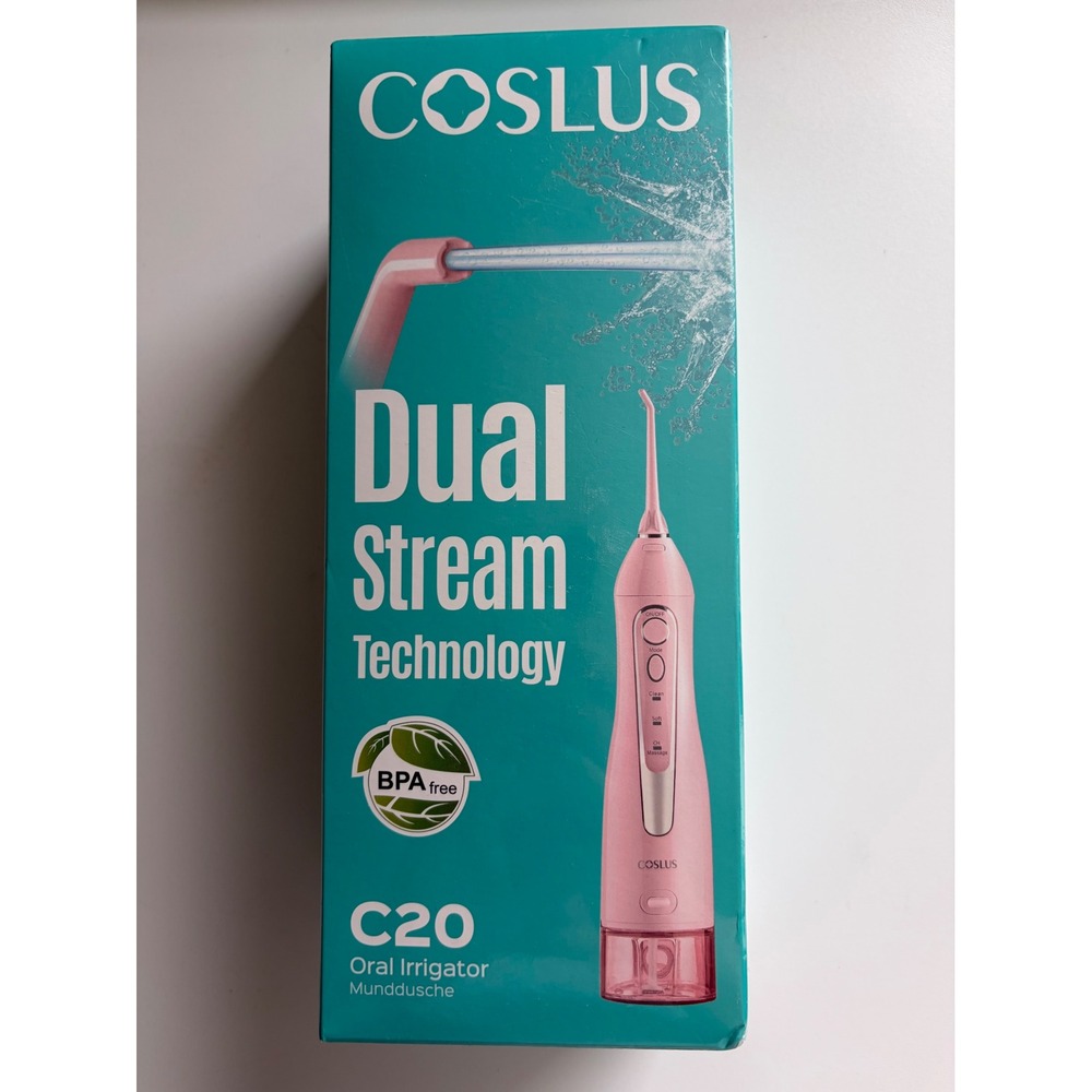 COSLUS C20 Oral Irrigator Dual Stream Portable Water‎ Flosser Pink New